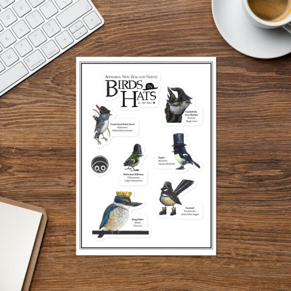Aotearoa NZ Native (Small) Birds in Hats - Sticker Sheet - Image 2