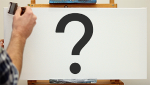 a picture of a blank canvas with a question mark on it