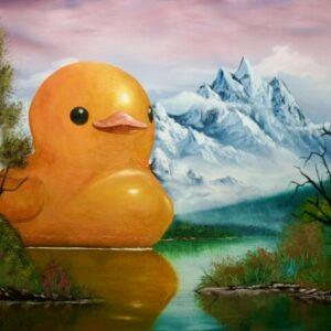 giant ducko on a lakey