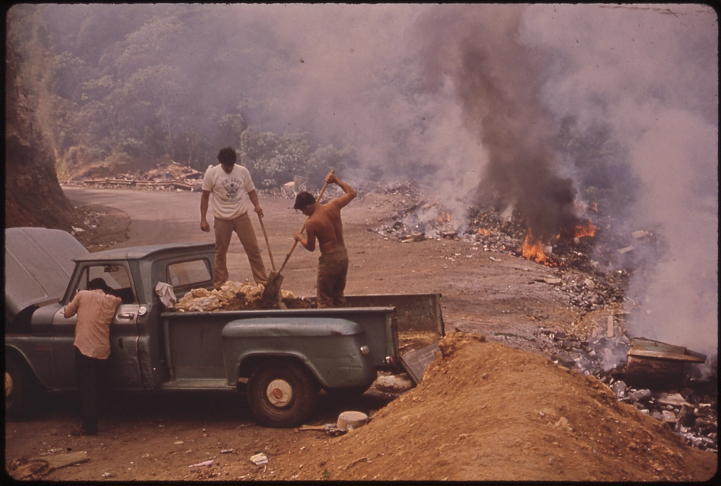 Burning Garbage Open Dump Highway